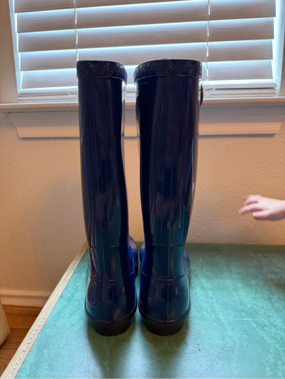 UGG Glossy Blue Rain Boots Size 6